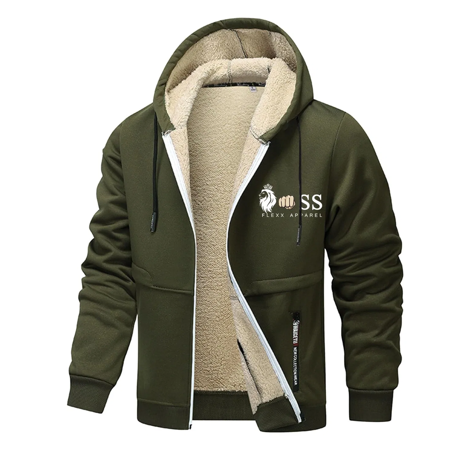 Мужская куртка из флиса с принтом Letter Print, 1-army Green