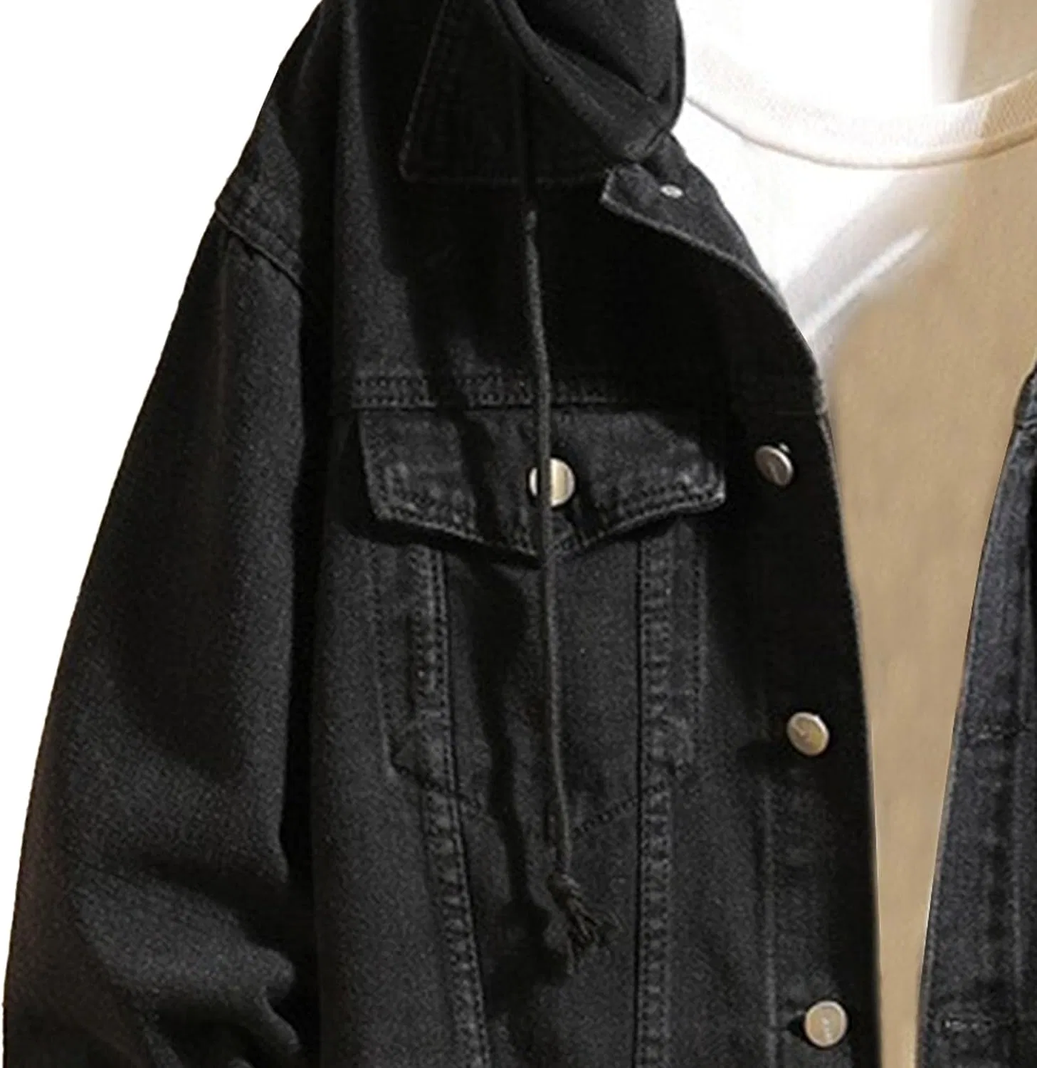 Мужская джинсовая куртка с капюшоном, Slim Fit, чёрный — фото 3