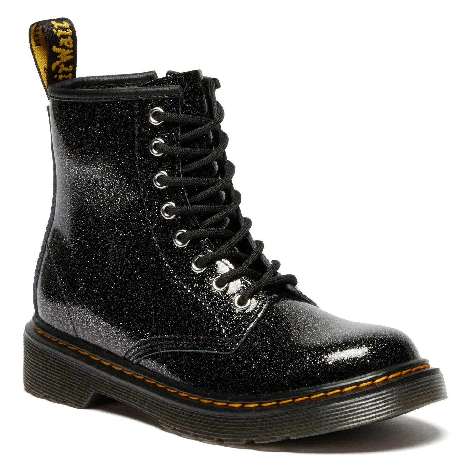 Детские ботинки Dr. Martens 8-люверсные, Black-Gray Nebula Glitter — фото 2
