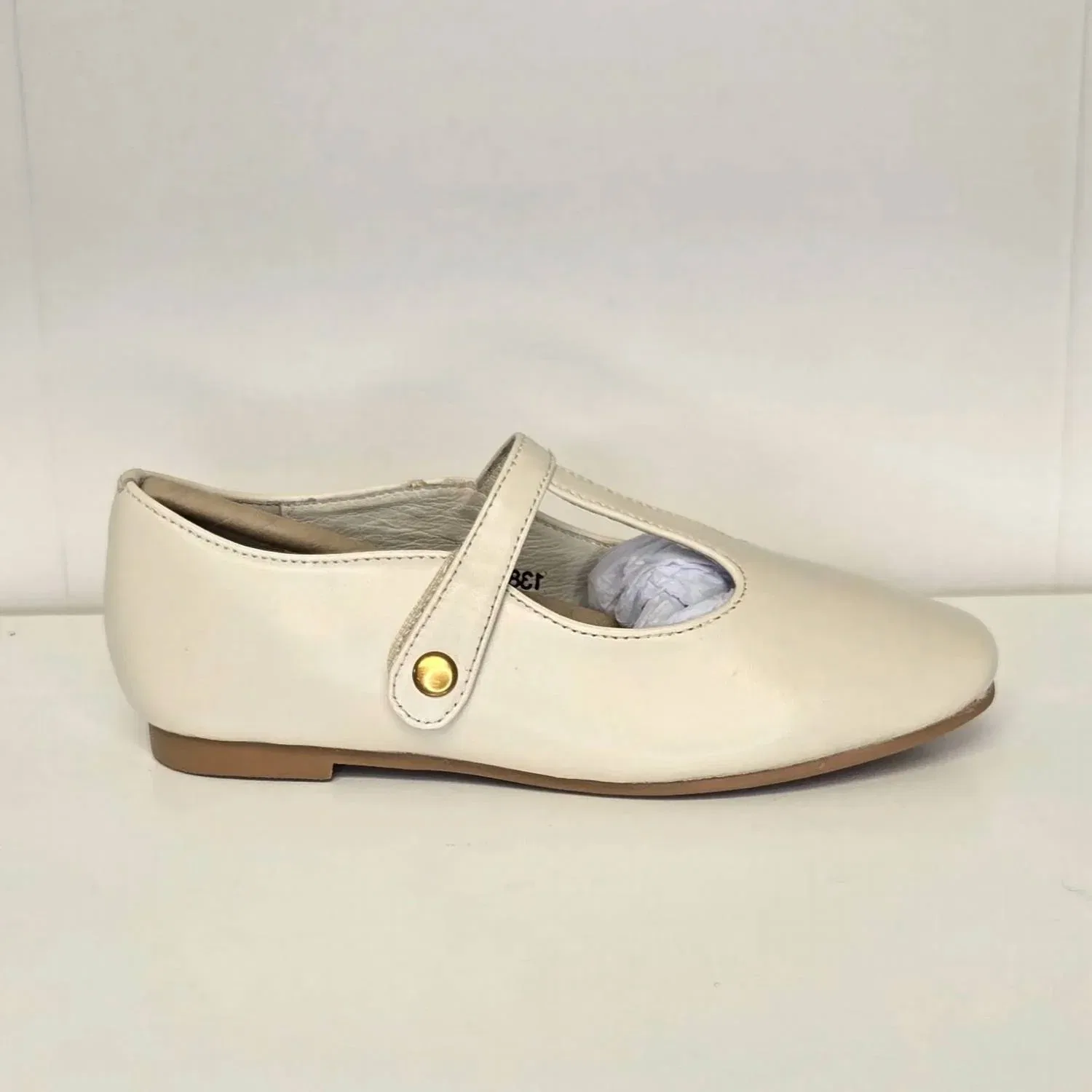 Детские туфли для девочек на ремешке T-strap Arina Boutaccelli, Beige Leather
