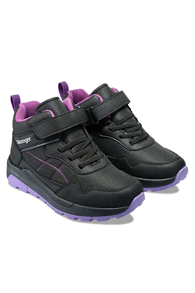 Детские ботинки для девочек на шнуровке Keti i Slazenger, Black / Purple — фото 2