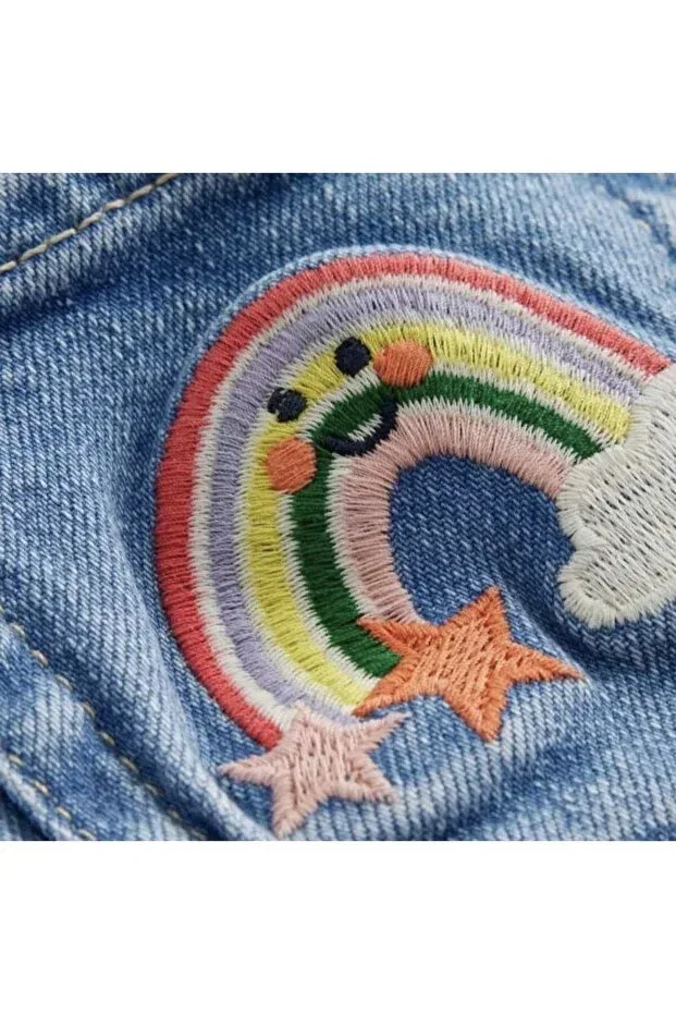 Детские шорты для девочек джинсовые с вышивкой Extra, Multicolor — фото 2