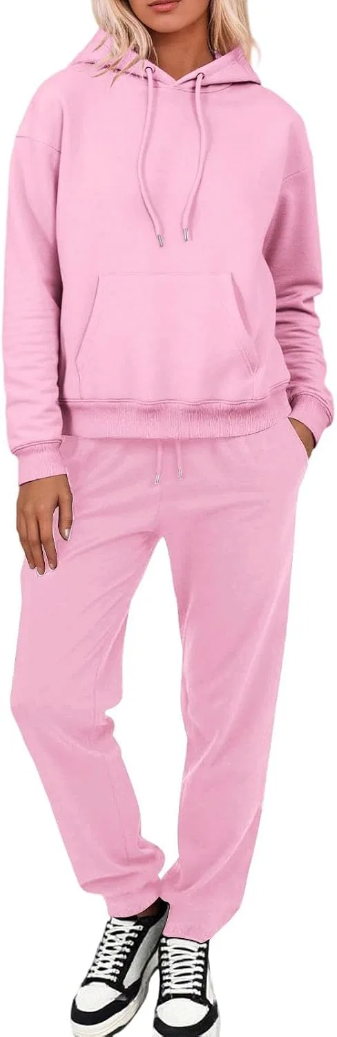 Женский спортивный комплект из худи и брюк Letter Print Graphic, розовый