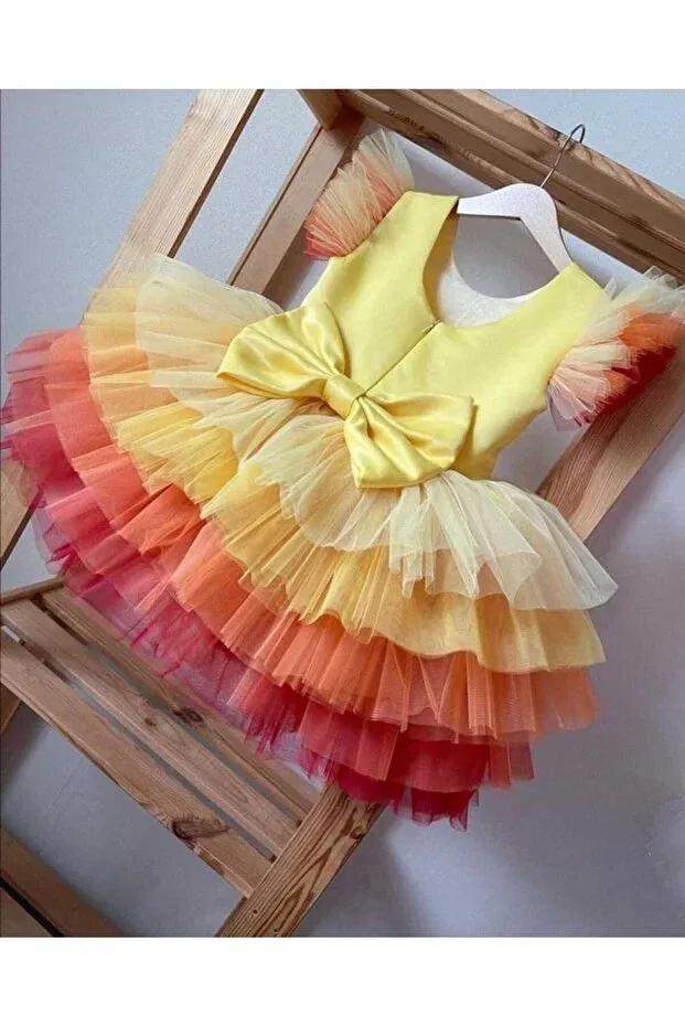 Детское платье для девочек с цветным тюлем Prenses Tasarım Atolyesi, Multicolor — фото 2