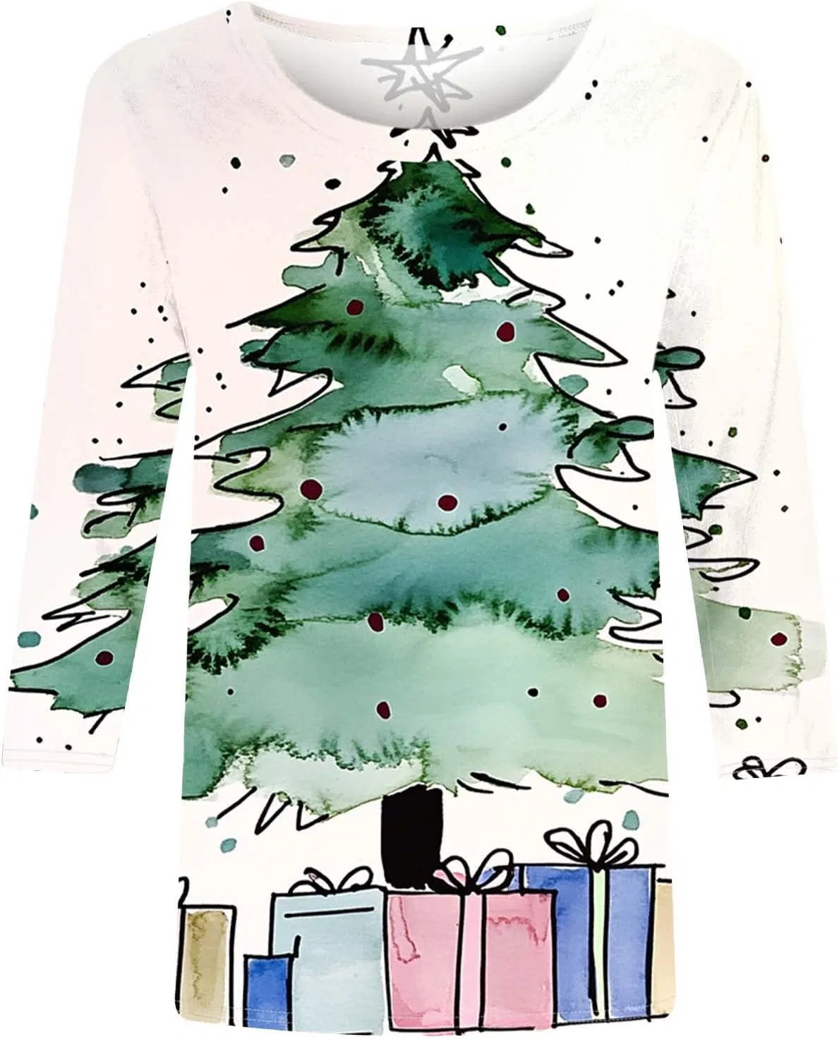 Женская футболка с рождественским принтом Christmas Tree, Multicolor — фото 4
