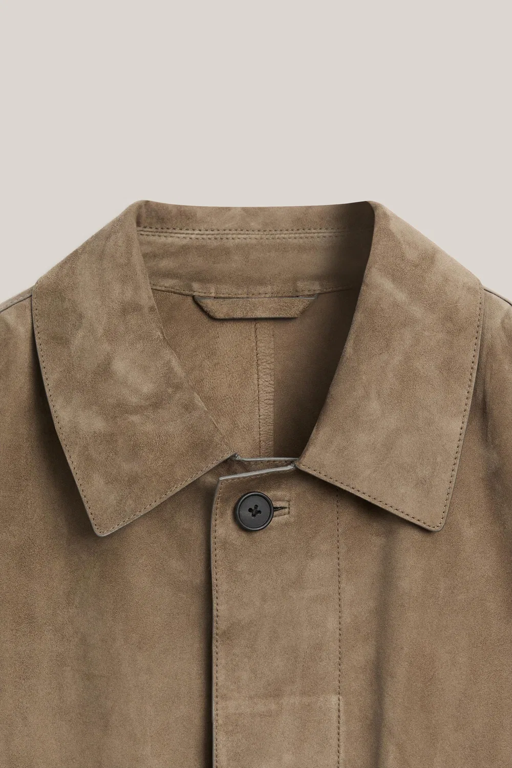 Рубашка-Куртка из замшевой кожи с карманами - лимитированная серия Massimo Dutti, бледно-зеленый — фото 4