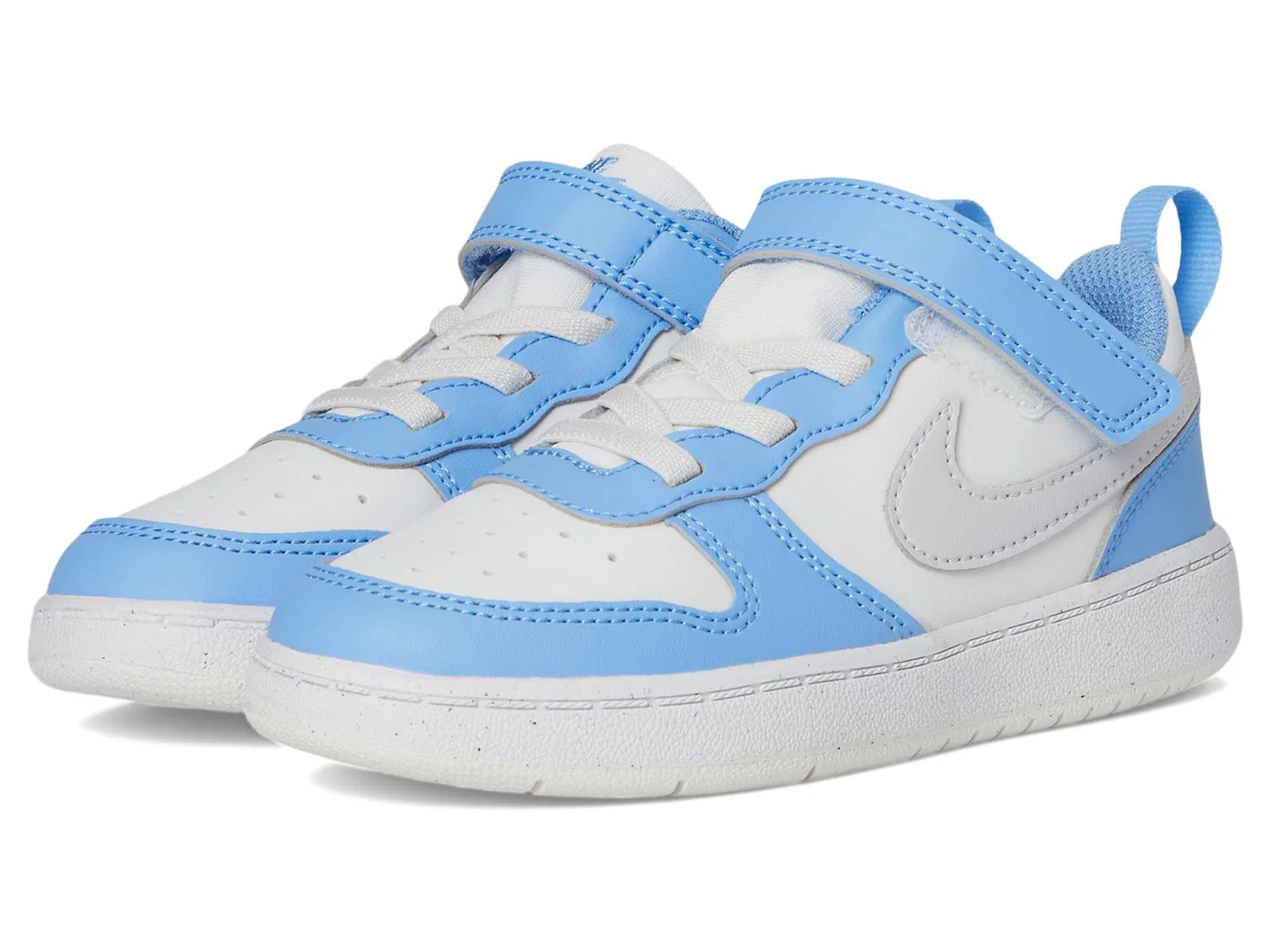 Детские кроссовки для мальчиков с кожаным верхом NIKE Court Borough Low Recraft, Summit White Cobalt Pulse White Vast Grey — фото 3
