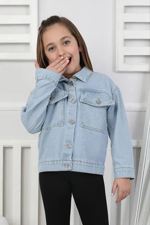 Детский джинсовый жакет для девочек с принтом Ysm Kids, Blue