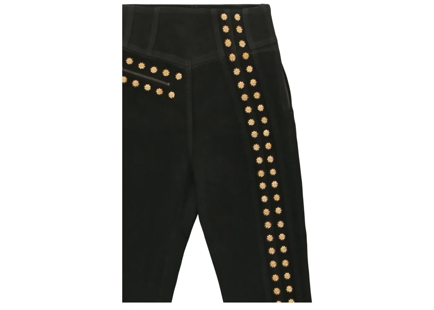 Женские джинсы с отделкой шипами Pant with Studs Gucci, Black Gold — фото 3