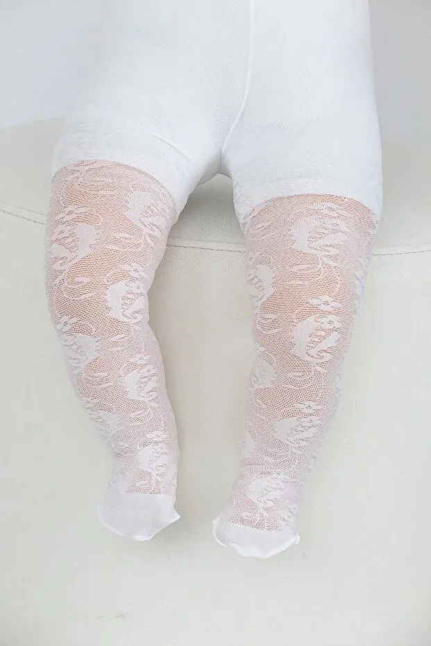 Детские колготки для девочек с узором Frezya baby pantyhose white Daymod, White — фото 2