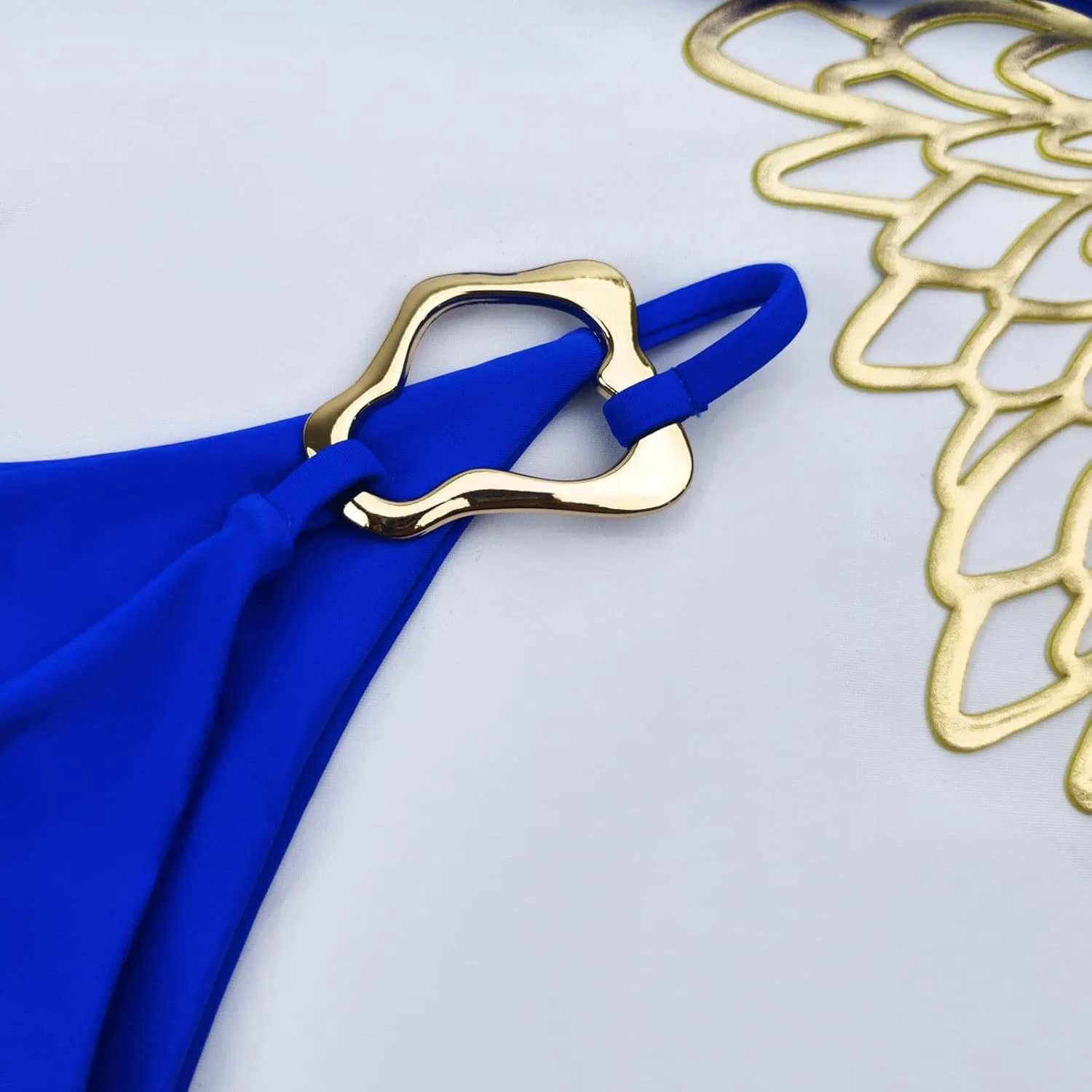 Женский бикини с металлическим кольцом, Triangle Thong, Blue — фото 3