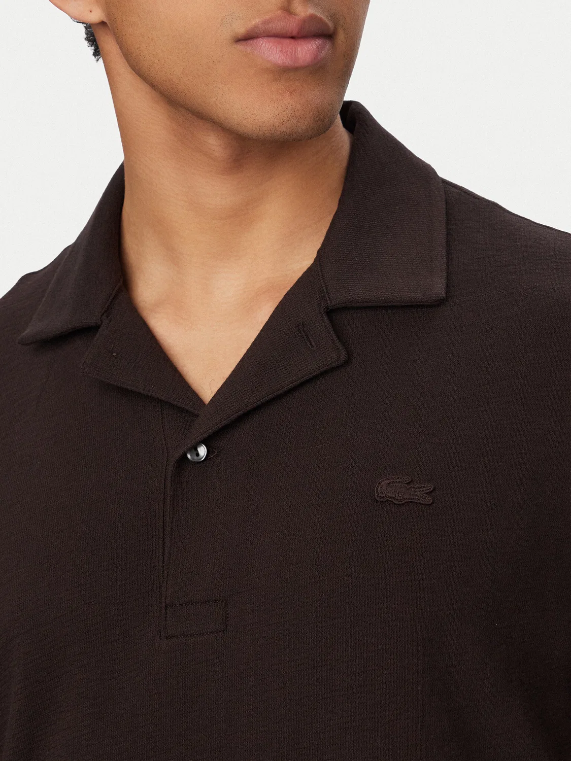 Мужское поло классического кроя Lacoste, темно-коричневый — фото 4