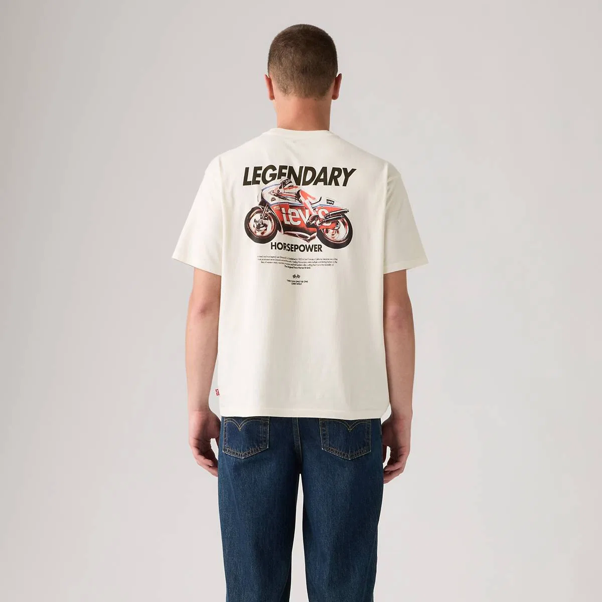 Винтажная футболка с графическим принтом Levi's, Legendary Horsepower Egret - Tan — фото 4