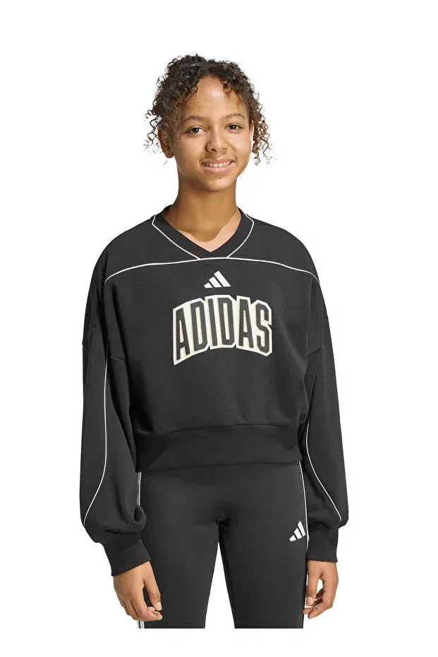 Детское худи для девочек с принтом kb7029 jg std swt Adidas, Black — фото 2
