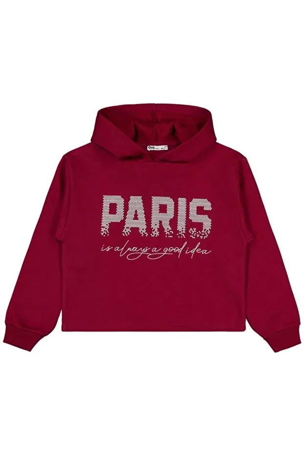 Детские свитшот для девочек с принтом Paris Civil Girls, Burgundy