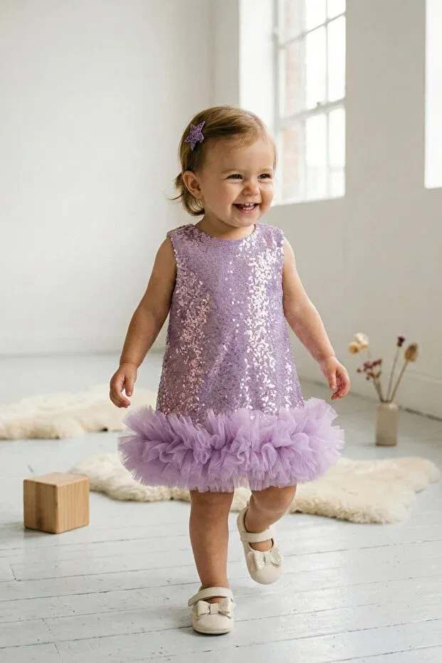 Детское платье для девочек с пайетками Le Mabelle, Lilac