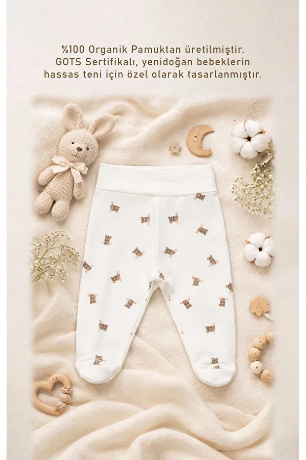Детские штаны для девочек с животным принтом Basics Bistyle, Beige — фото 2