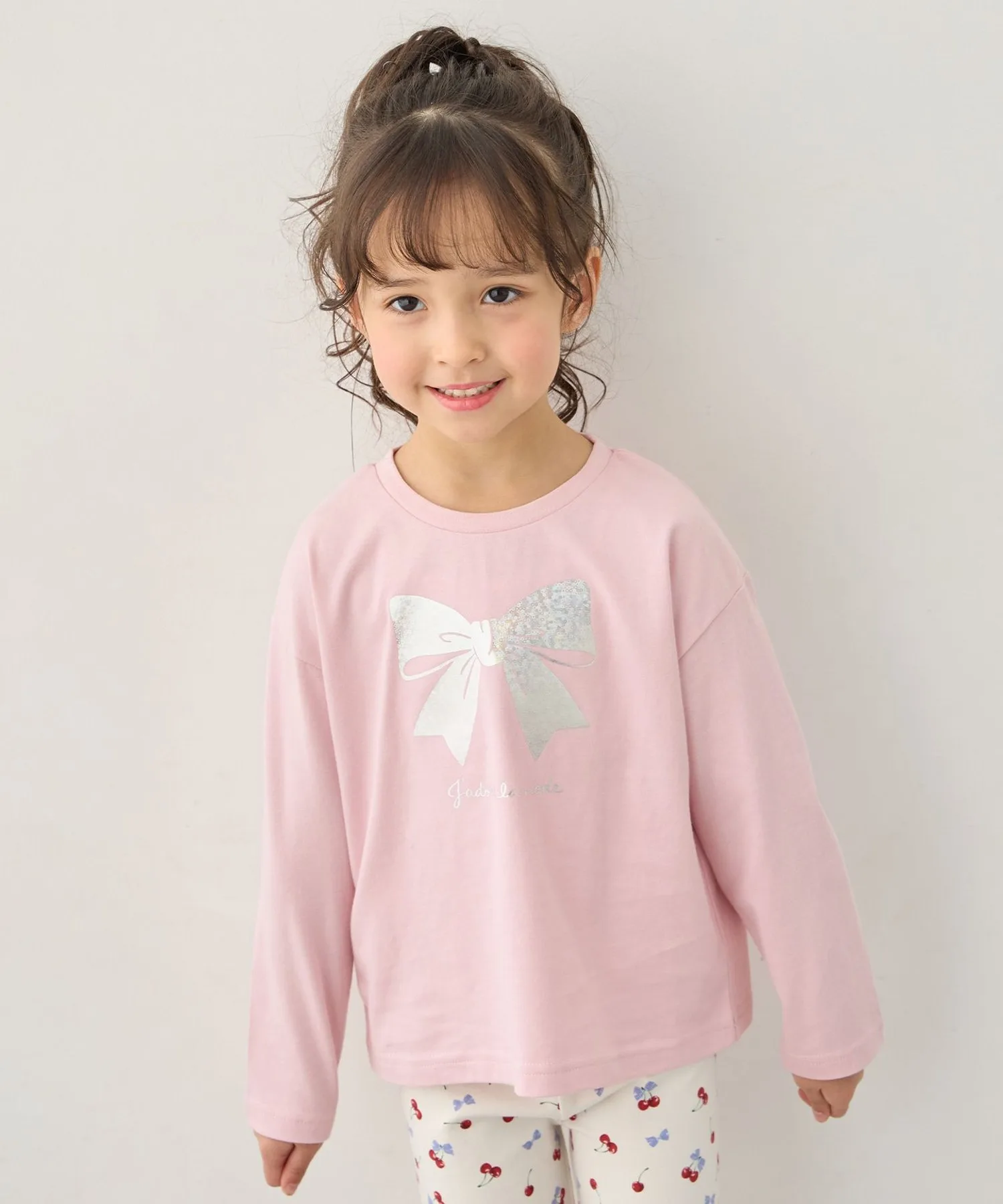Детская футболка с длинным рукавом ANY Ribon Assort cotton 100% розовая