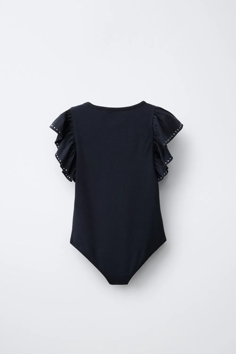 Боди из смеси модала с оборками и заклепками ZARA, Dark Anthracite — фото 2