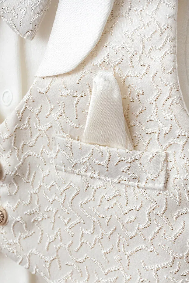 Детский комплект для мальчиков с галстуком-бабочка Petite Ponpon Baby, White — фото 4