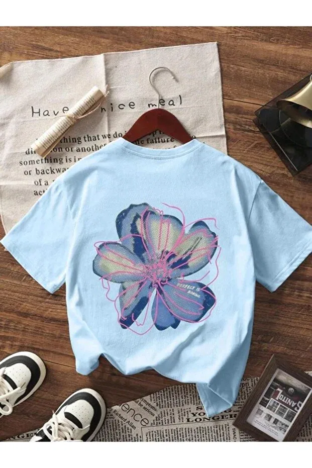 Детский комплект футболок с принтом Simple Joy-Flower-Limoncello Morning Kids, Baby Blue-Black-White — фото 4