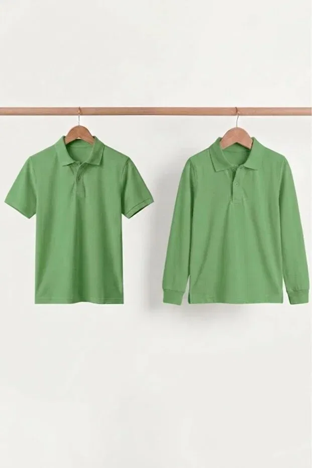 Детский комплект футболок с поло с коротким рукавом Nacar Store, Pistachio Green — фото 3