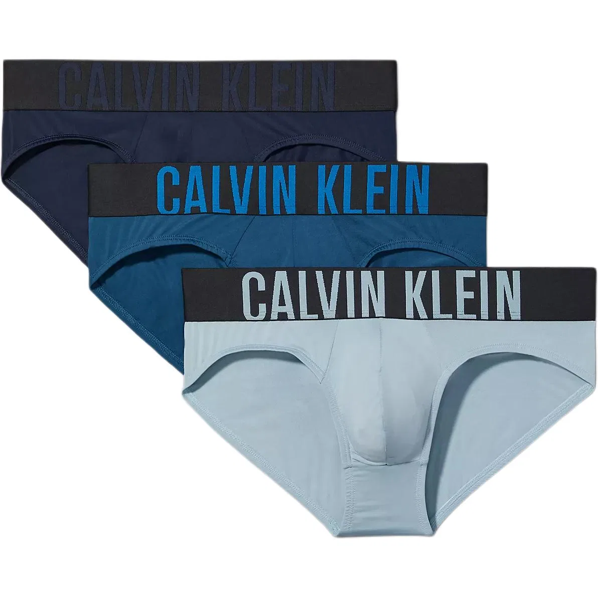Мужские трусы-слипы из полиэстера и эластана, комплект из 3 штук, Calvin Klein, Light Blue/Blue Ink/Blue