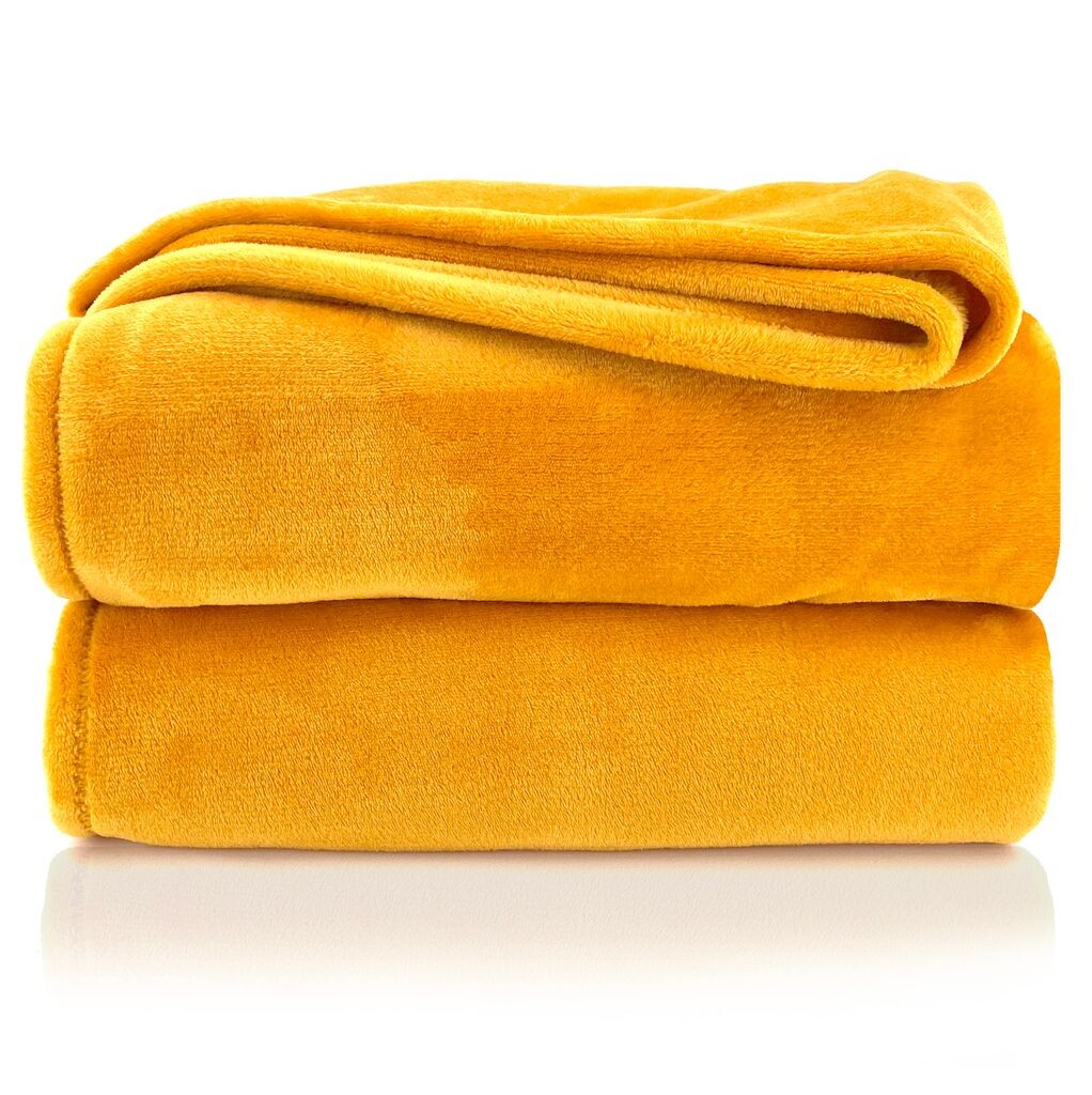 

Heimtexland Мягкое одеяло СУПЕР МЯГКОЕ простое фланелевое одеяло XXL Одеяло для дивана для пары Тип 380 Шафран 240 x 220 см, красный