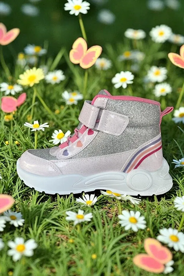 Детские ботинки для девочек с принтом Altuntaş, Silver Pink — фото 2