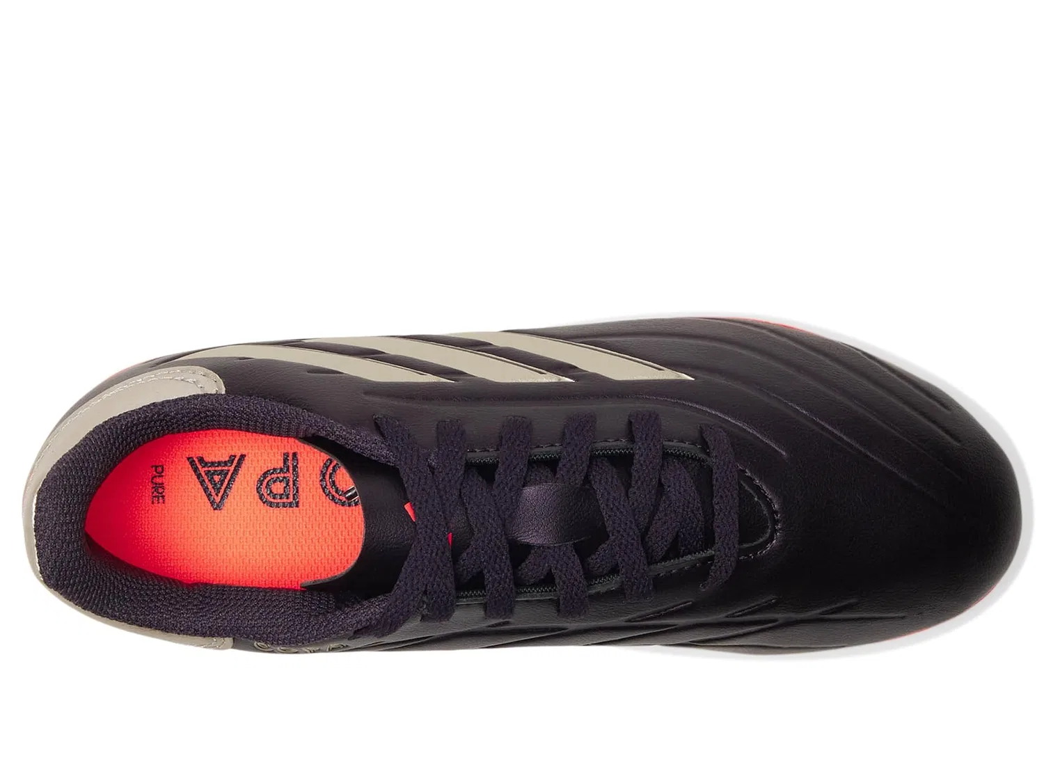 Детские футбольные бутсы с синтетической кожи Copa Pure II Club Flexible Ground Adidas, Aurora Black Platinum Metallic Turbo — фото 2