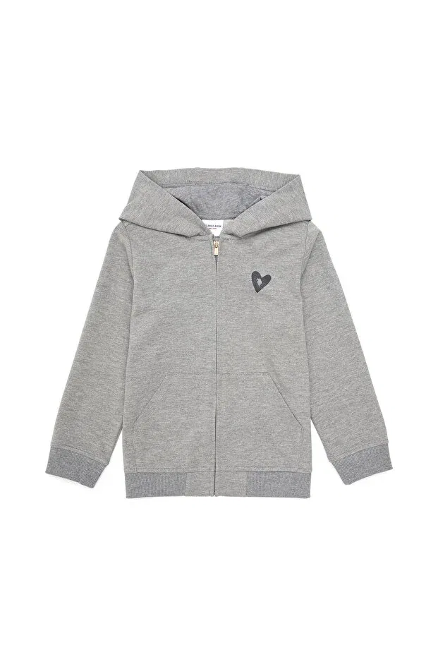 Детские свитшот для девочек с капюшоном U.S. Polo Assn., Gray Melange — фото 3
