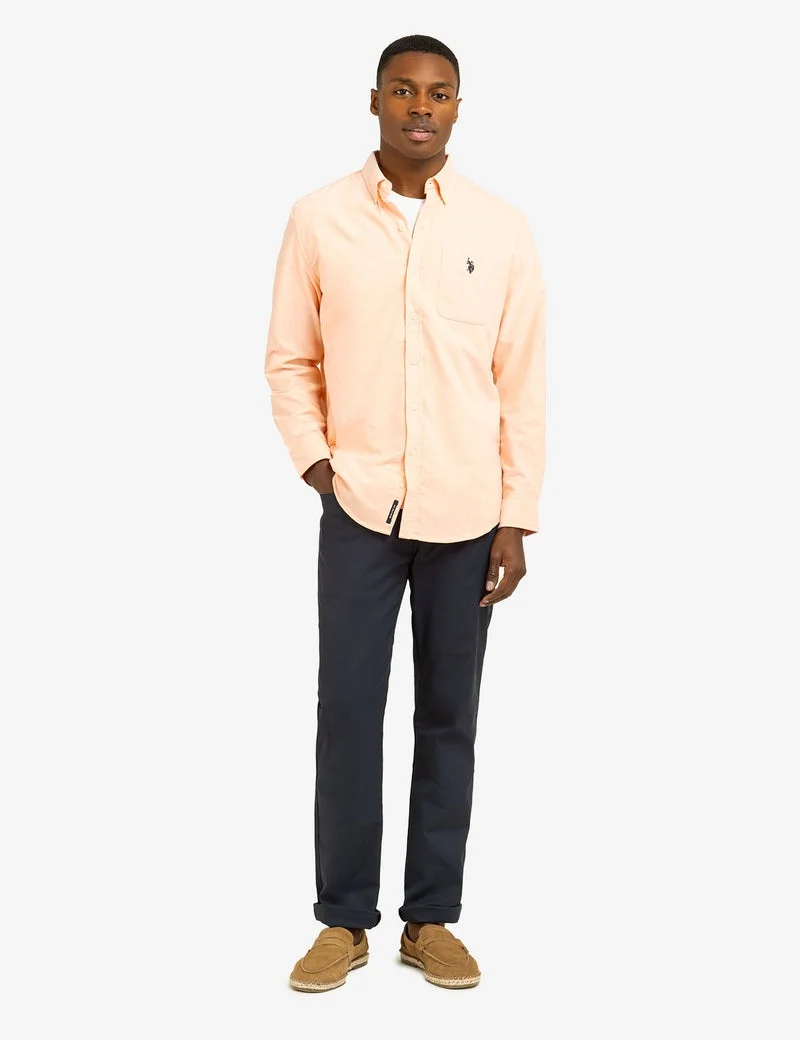 Мужская рубашка U.S. Polo Assn. Long Sleeve Stretch Oxford, светло-оранжевый — фото 3