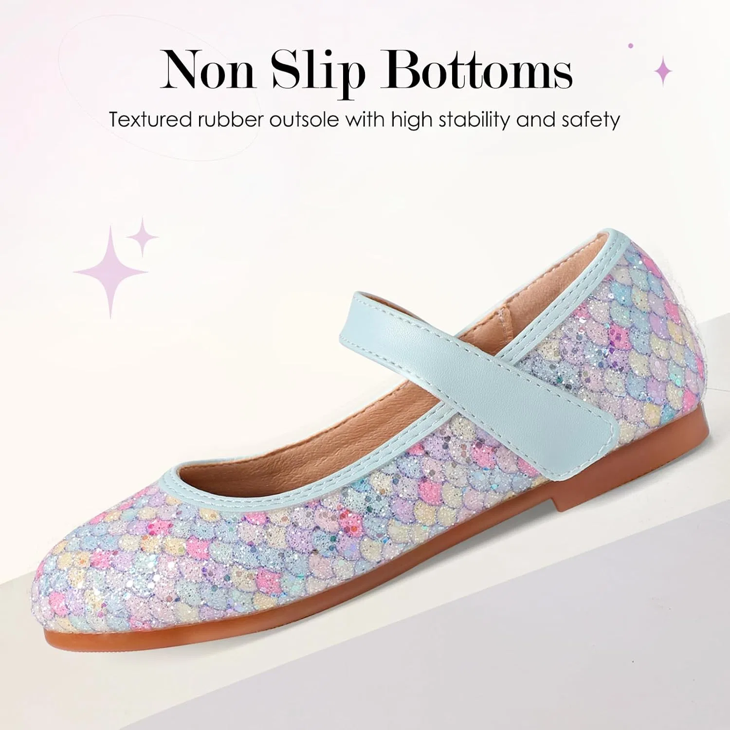 Детские балетки для девочек с принтом Mermaid Glitter Princess Secret Slippers, Mermaid Scales Multicolor — фото 4