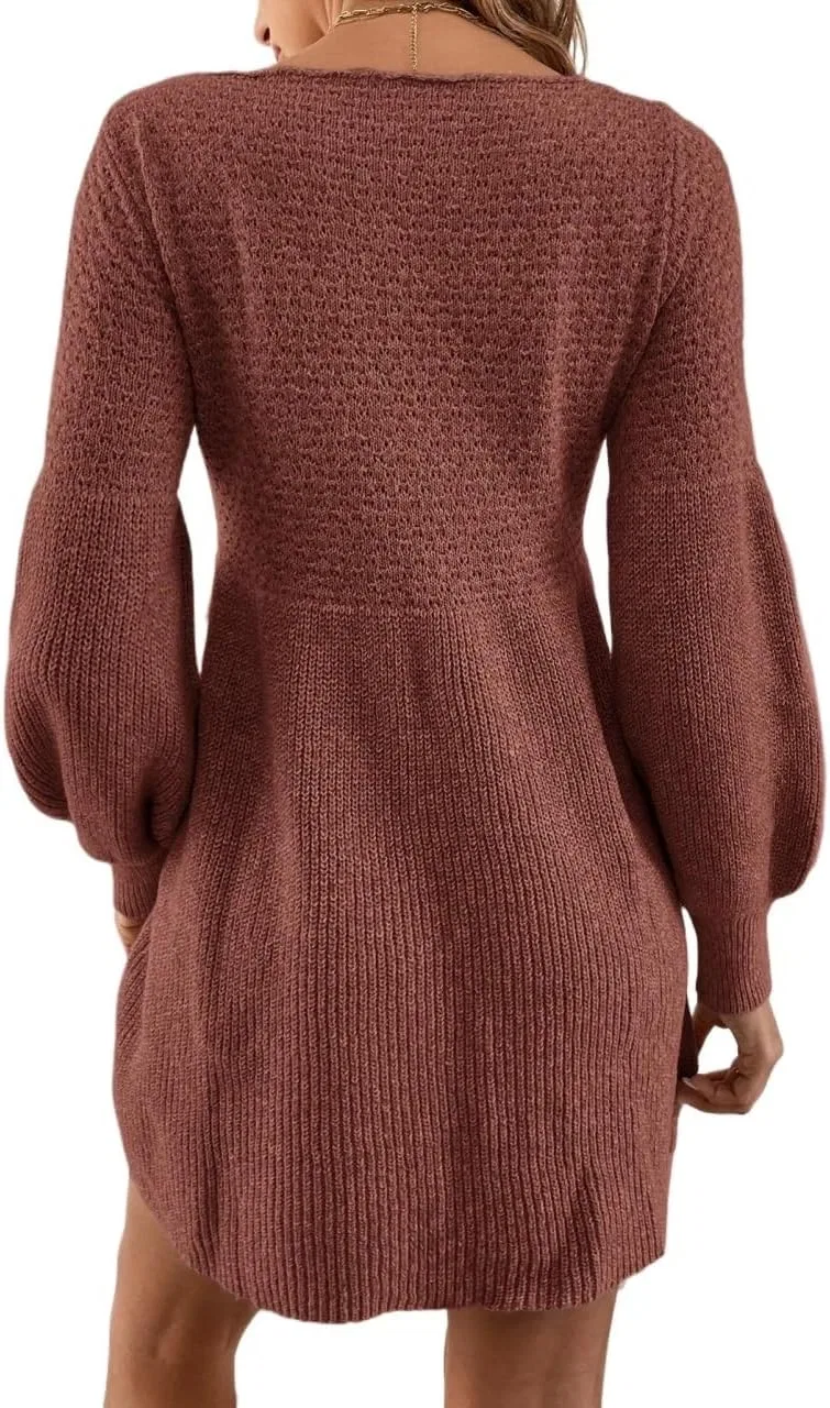 Женское платье с круглым вырезом Rib-Knit, Rust Brown — фото 2