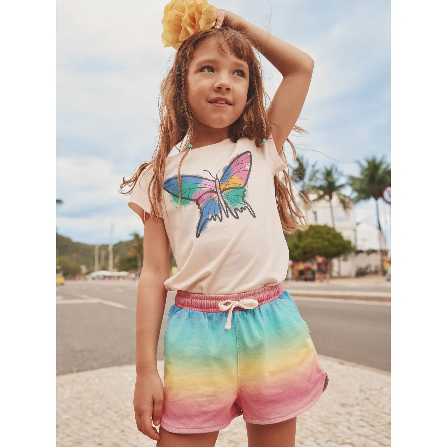 Детские шорты с завязкой-поясом на резинке Tea Collection, Rio De Janeiro Rainbow — фото 2