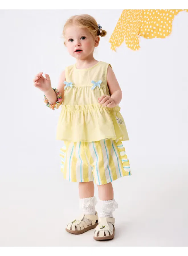 Комплект без рукавов с рюшами, модель Sweet Ruffle Trim, Balabala, желтый