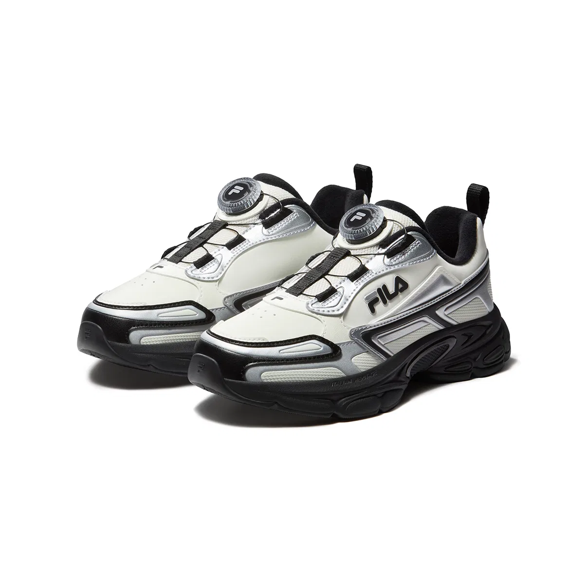 Детские кроссовки для бега с синтетической кожи Milk White/Space Silver FILA KIDS — фото 4
