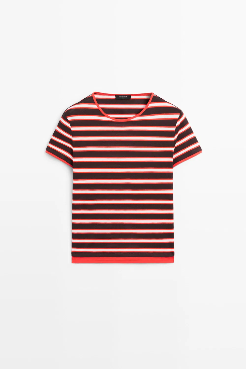 Футболка Massimo Dutti 100% Cotton Short Sleeve Striped, красный — фото 2