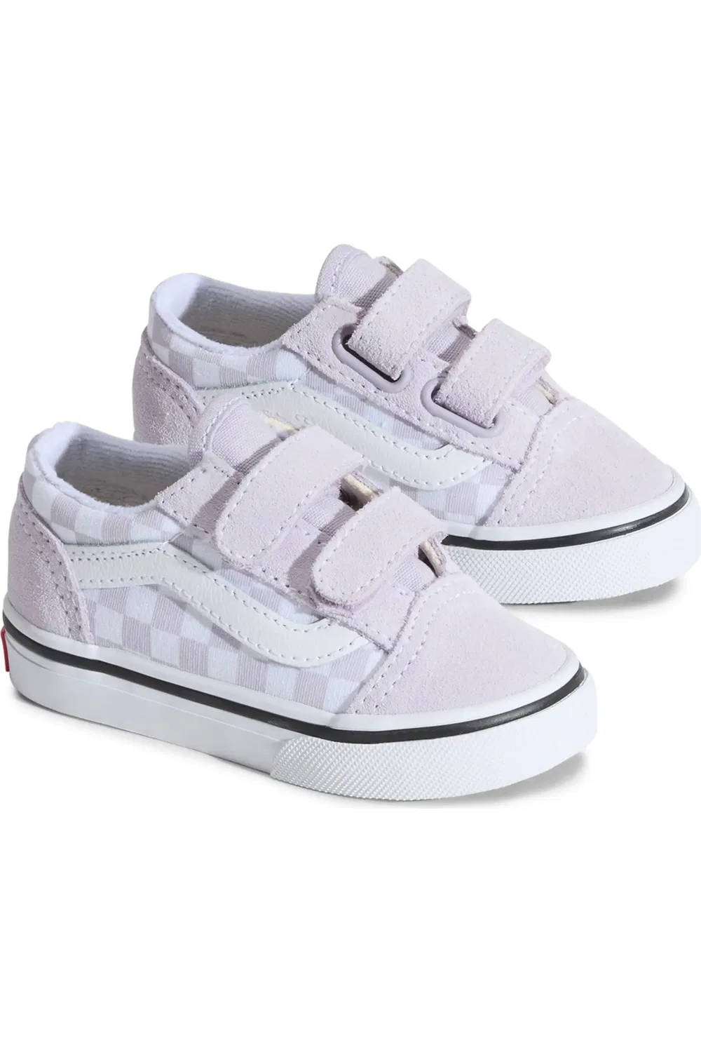 Детские кеды на липучках с блестками Old Skool Vans, Checkerboard Lilac Mist