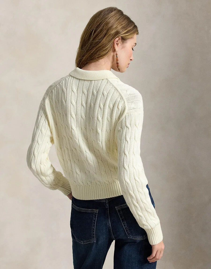 Вязаный кардиган Polo Ralph Lauren кремового цвета — фото 4
