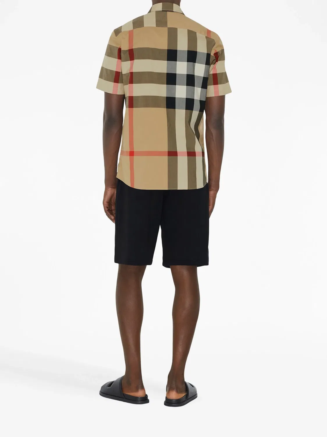 Клетчатая рубашка с коротким рукавом Burberry, архивный бежевый — фото 2