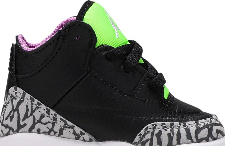 Кроссовки Air Jordan 3 Retro TD Electric Green, черный — фото 2