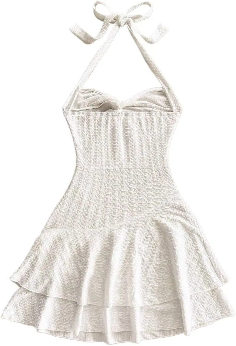Женское летнее ками-платье с завязками на шее Twisted Waist, White — фото 2