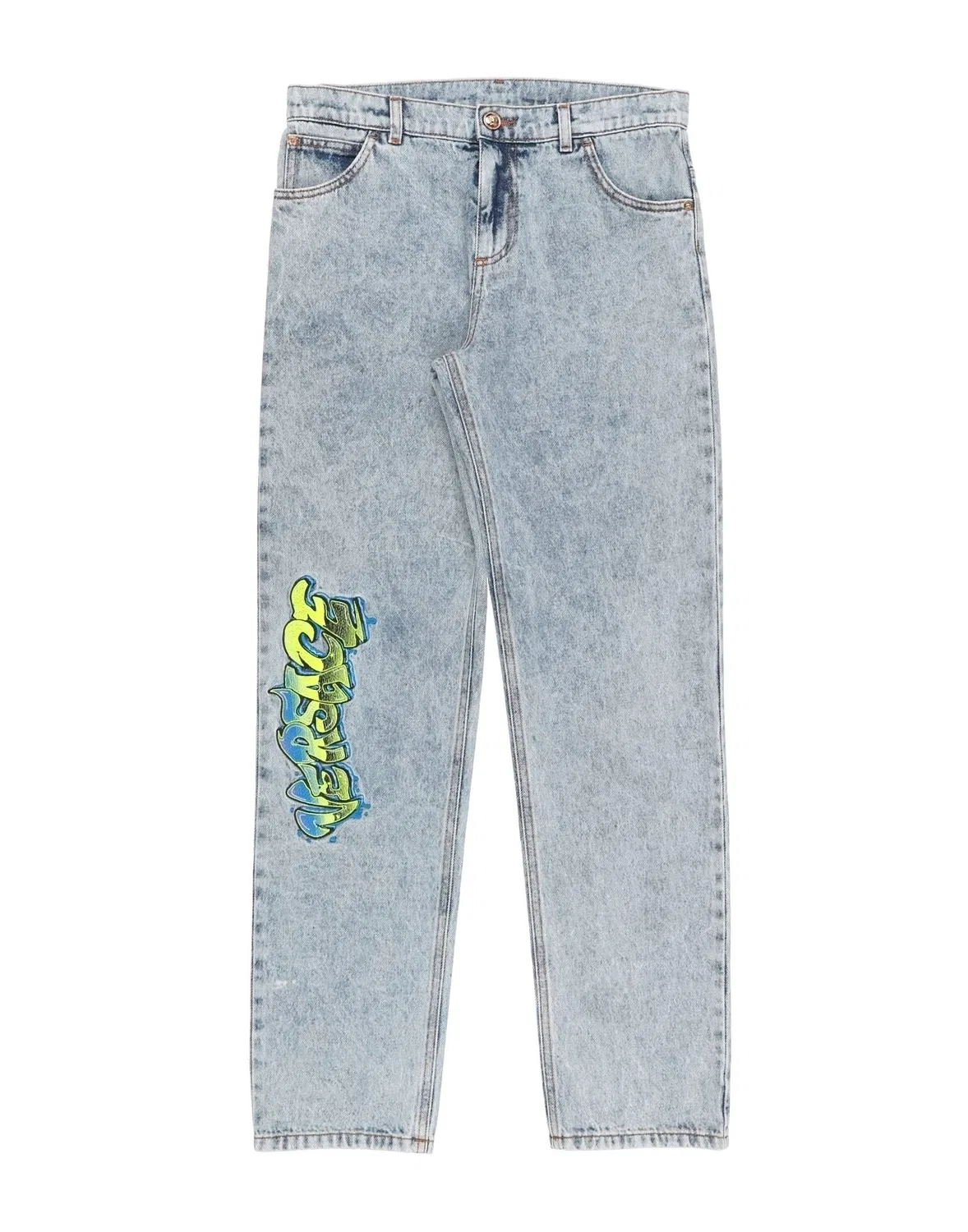 Джинсы с принтом Versace Young, синий