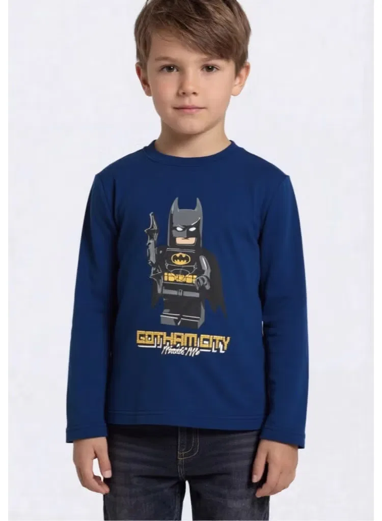 Лонгслив с длинным рукавом с принтом Batman Lego, темно-синий