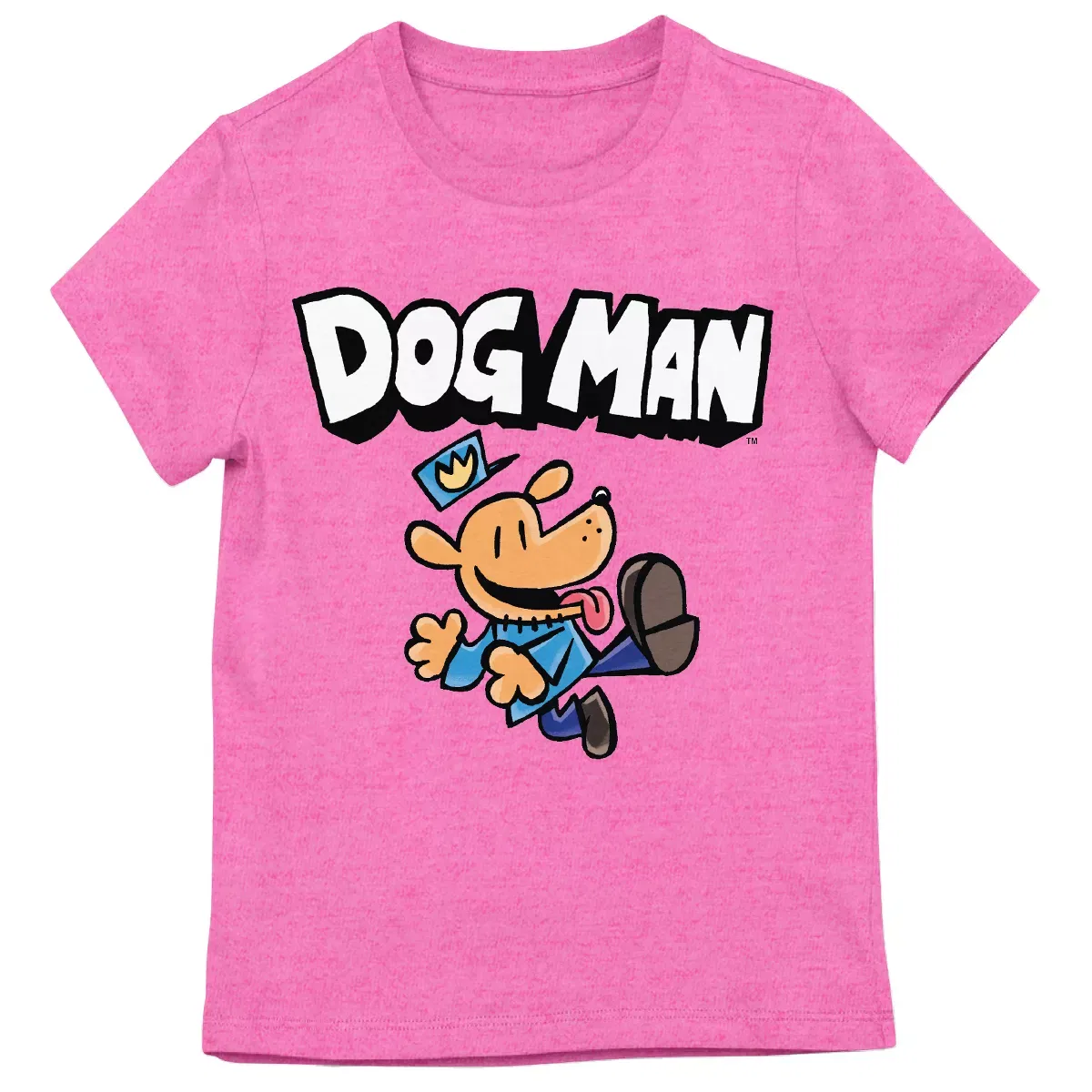 Детская футболка с принтом Dog Man Joyful Pose Dog Man, Pink