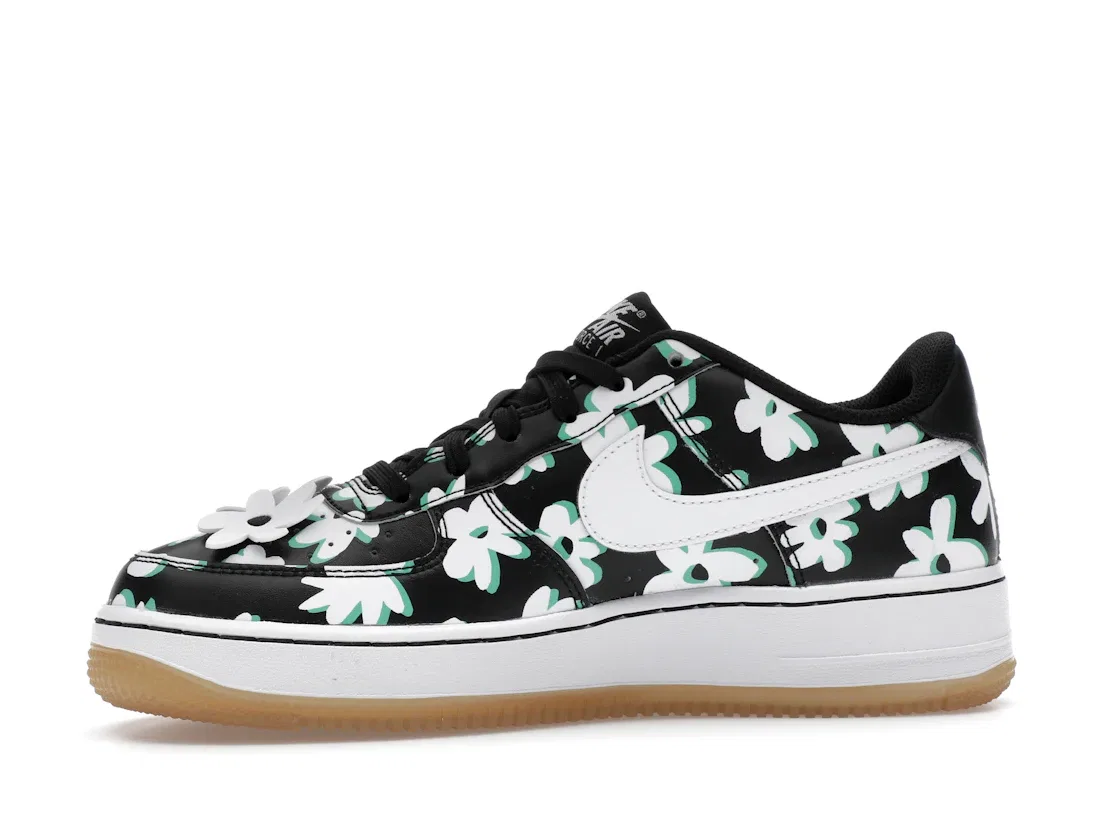 Детские кроссовки с цветочным принтом Nike Air Force 1 Low '07 LV8, Black/Spring Green/Gum Light Brown/White — фото 3