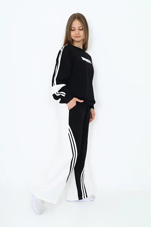 Детский спортивный комплект для девочек с принтом Asortik Kids, Black — фото 2