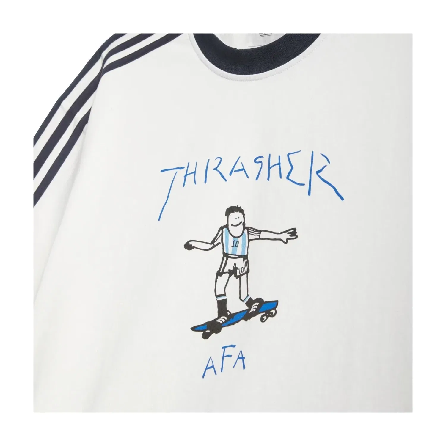 Мужская футболка с принтом Argentina x Thrasher Gonz Ringer Adidas, белый — фото 3