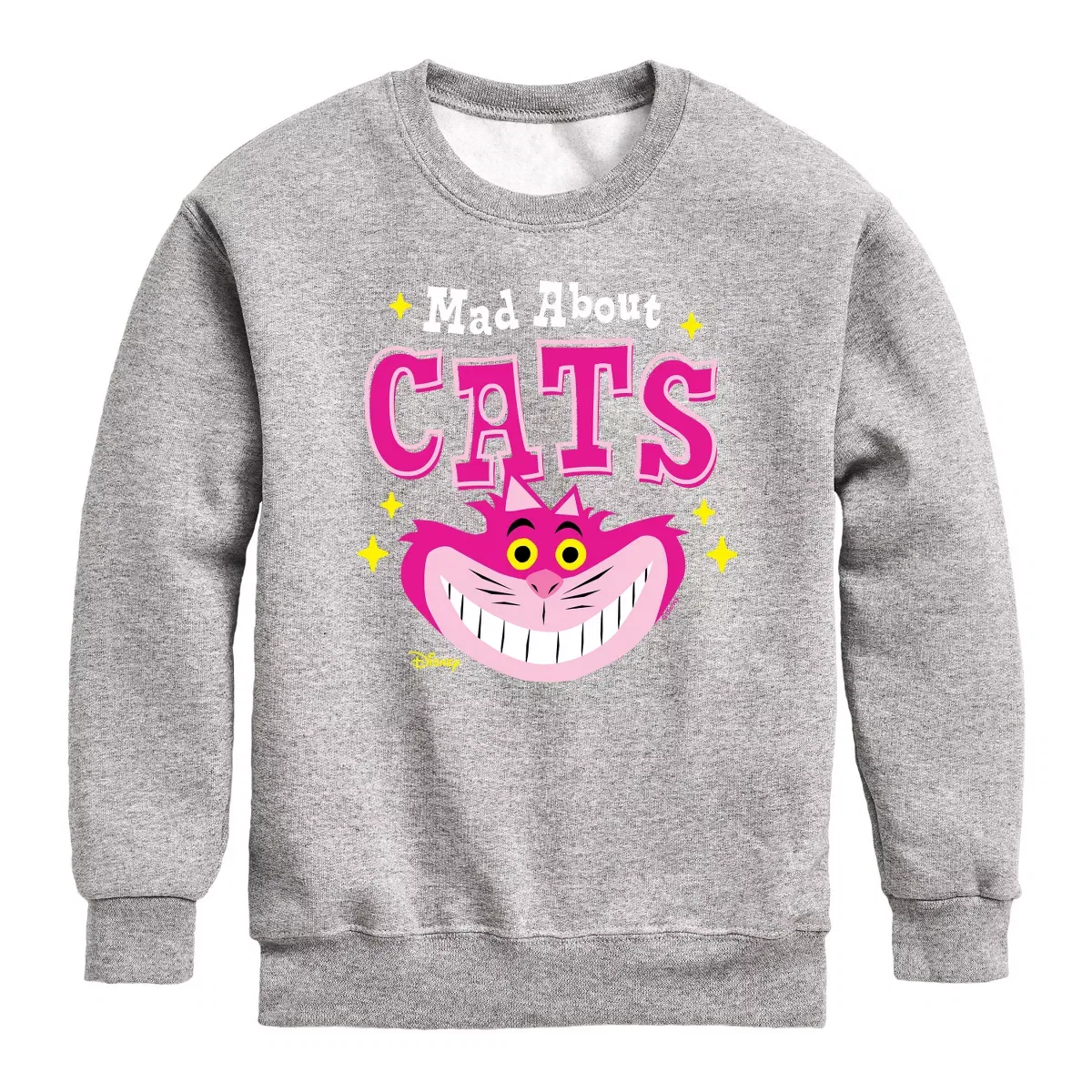 Детский свитшот с принтом Mad About Cats Alice in Wonderland, Athletic Heather